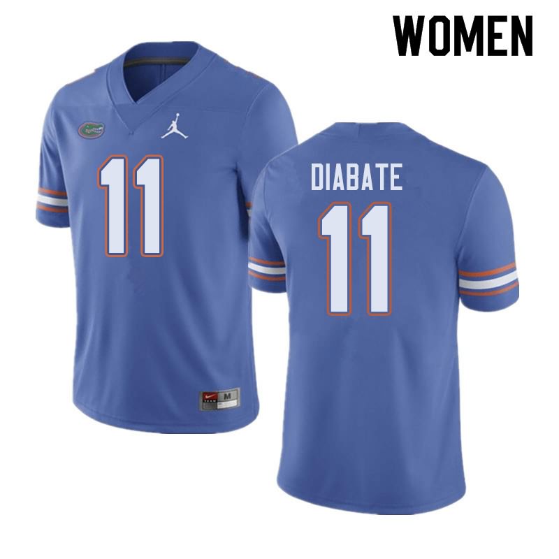 NCAA Florida Gators Mohamoud Diabate Women's #11 Jordan Brand Blue Stitched Authentic College Football Jersey QYC8764YV